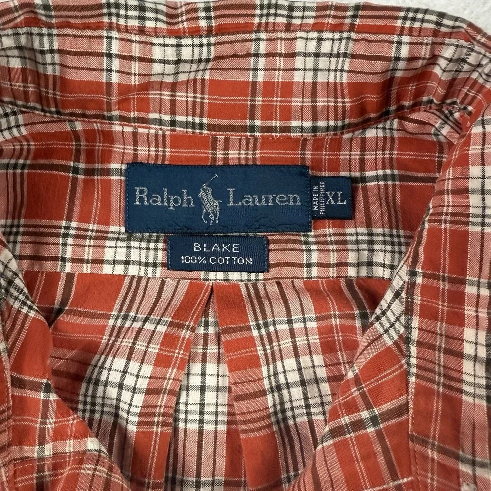 Ralph Lauren Button Down Blake Shirt Mens XL Red Plaid‎ Cotton Pony